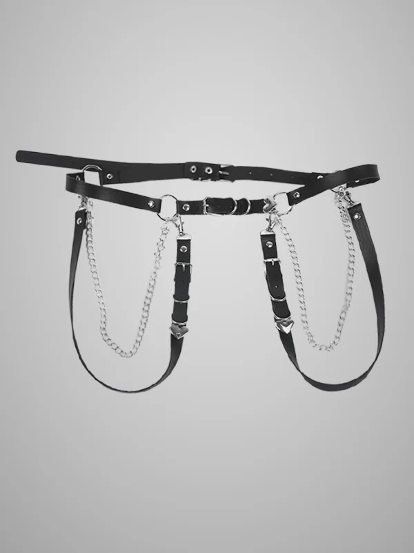 Goth Buckles PU Waist Chain Belt-mysite