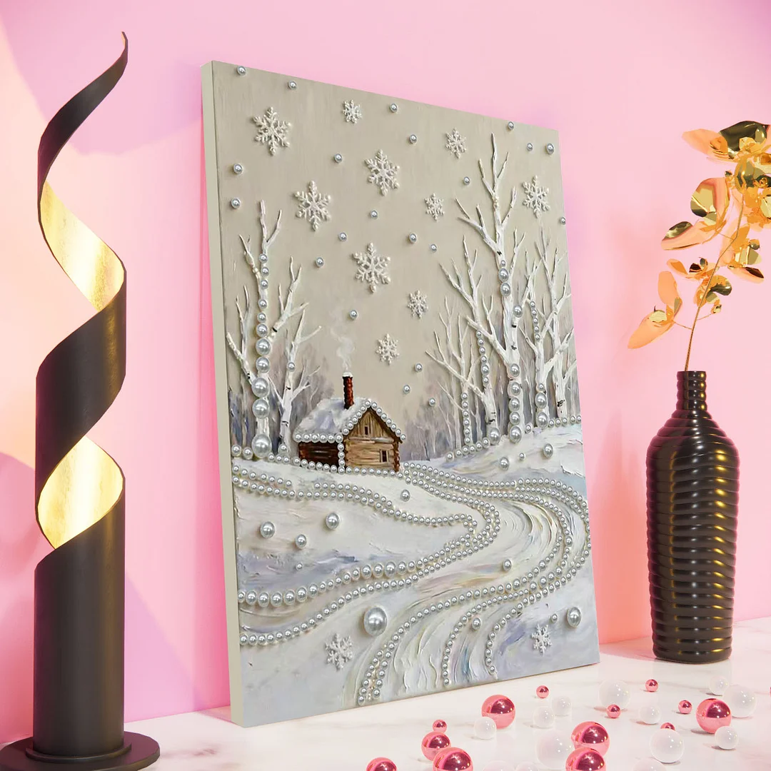 Snowy Field DIY Pearl Diamond Art Kits for Adults Home Decor With Frame 30x40cm