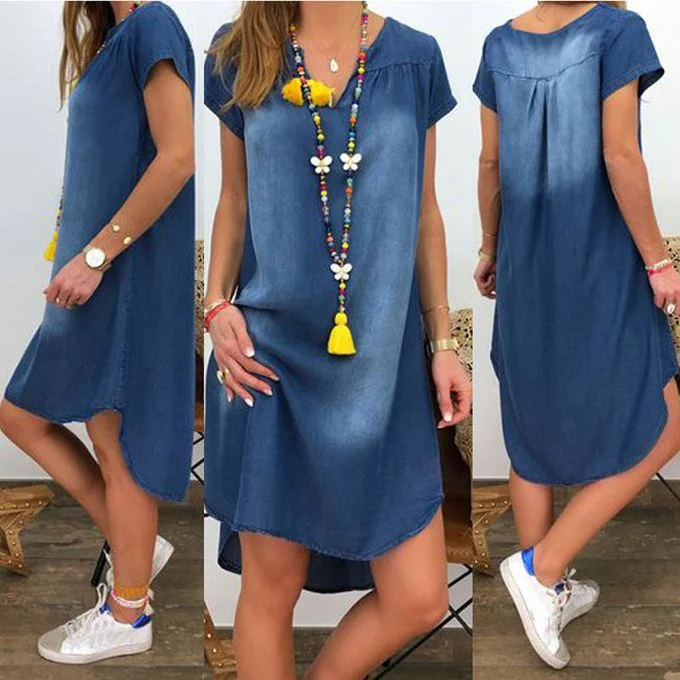 Short Sleeve Blue Jean Dress