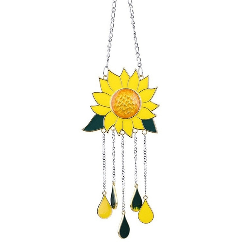Tegooe Sunflower Metal Wind Chimes for Windows Garden Decor - OutdoorIndoor Hanging Ornament Tegooe