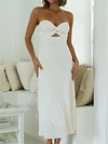 Solid Strapless Backless Waist Long Dress