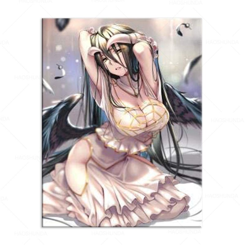 Sexy Ecchi Anime Girl Albedo Original Manga Anime Canvas Art Print poster painting home decoration for living room Frame