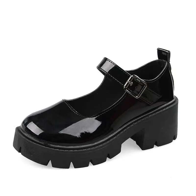 Breakj Breakj And Summer 2025 JK Uniform Shoes To Increase The Thick Bottom Of The Student Mary Jane High-Heeled Retro Single Shoes English