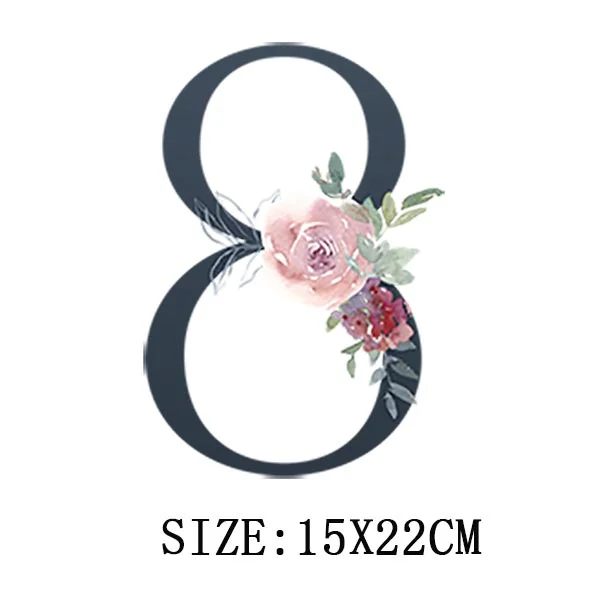 Beautiful Number Thermal Stickers On T-shirt Bag DIY Washable Patches Funny Design Iron On Transfers For Clothes Appliqued Decor