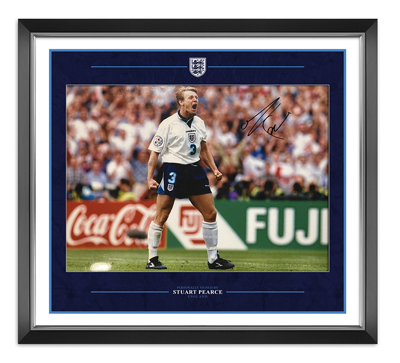 Stuart Pearce Signed & Framed 16X12 Photo Poster painting Euro 96 PSYCHO IMAGE