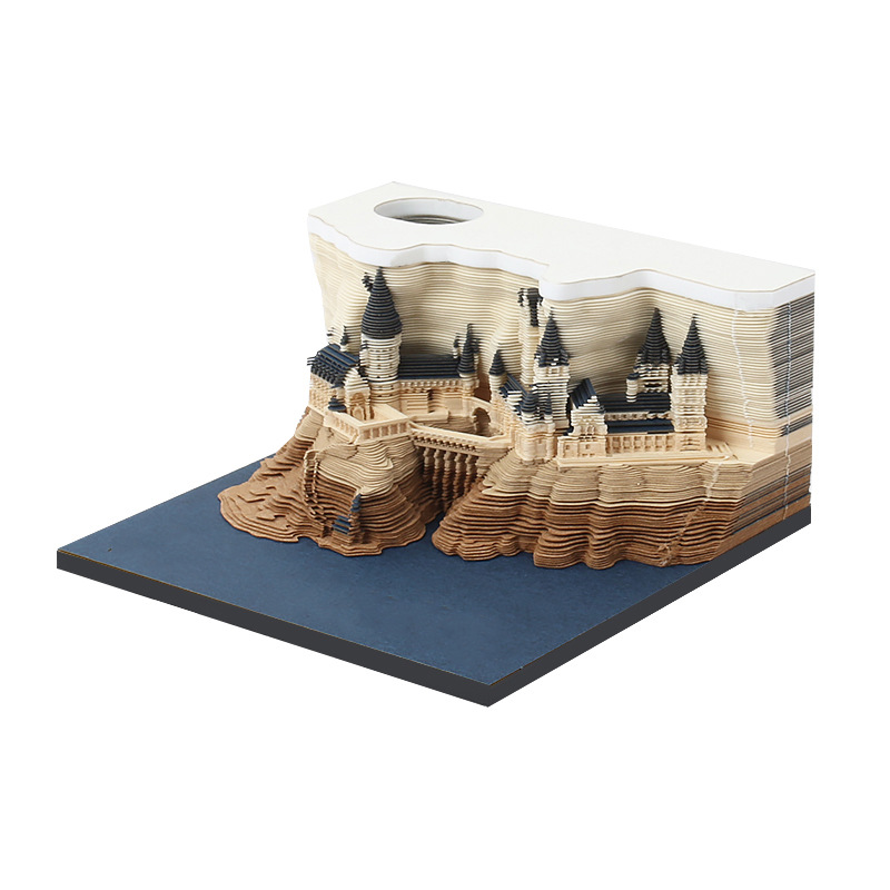 Omoshiroi Block 3D Memo Pad Led Howarts Notepad 3D Model Castle Sticky Note | 168DEAL
