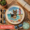 German Shepherd Dog Seaside Puppy-11CT Stamped Cross Stitch Pillowcase 45*45cm