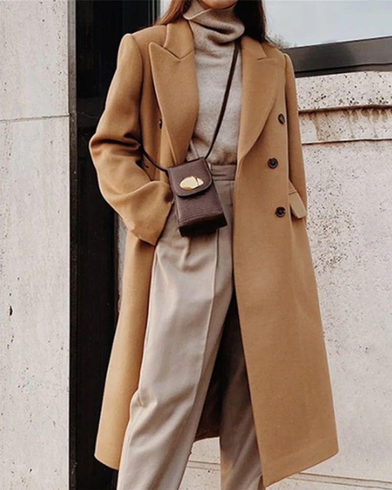 Casual long sleeve Lady Style Woolen Elegant Style Festival Street Shooting Coat