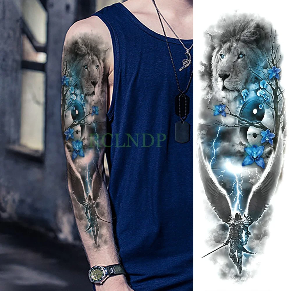 Waterproof Temporary Tattoo Sticker Anubis Ancient Egypt Dog Roma Clock Eye Full Arm Fake Tatto Flash Tatoo Sleeve for Men Women