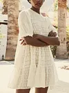 Crochet Loose Puff Sleeves Mini Dress