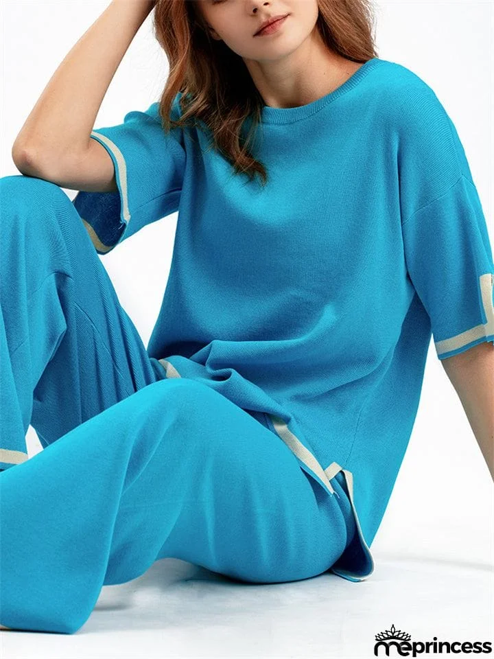 Women's Comfortable Temperament Knitted 2-piece Loungewear Sets