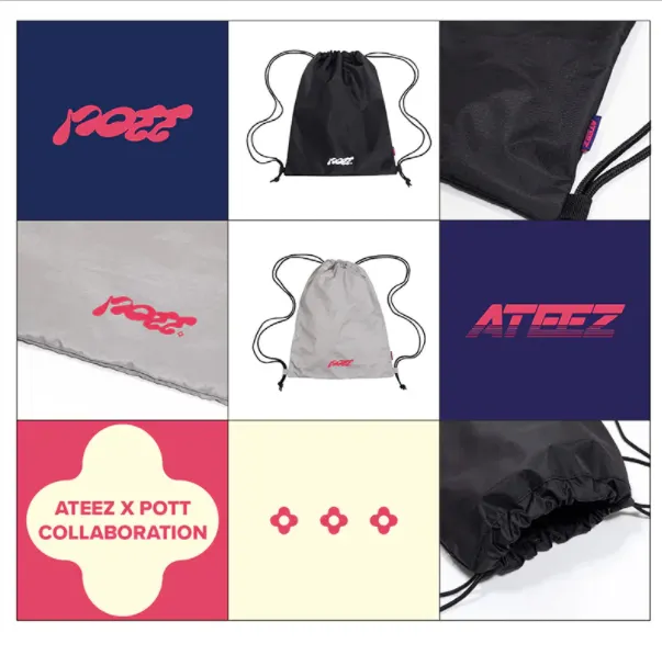 officialateezshop ATEEZ Collaboration POTT. Logo Gym Sack