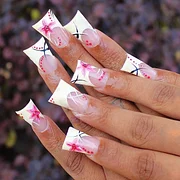 Summer Nails Inspo 2025 – 24pcs European Rhinestone Design Press on Nails French Duckbill shaped Fake Nails Full Cover Wearable Women False Nail Patch | Elinlin