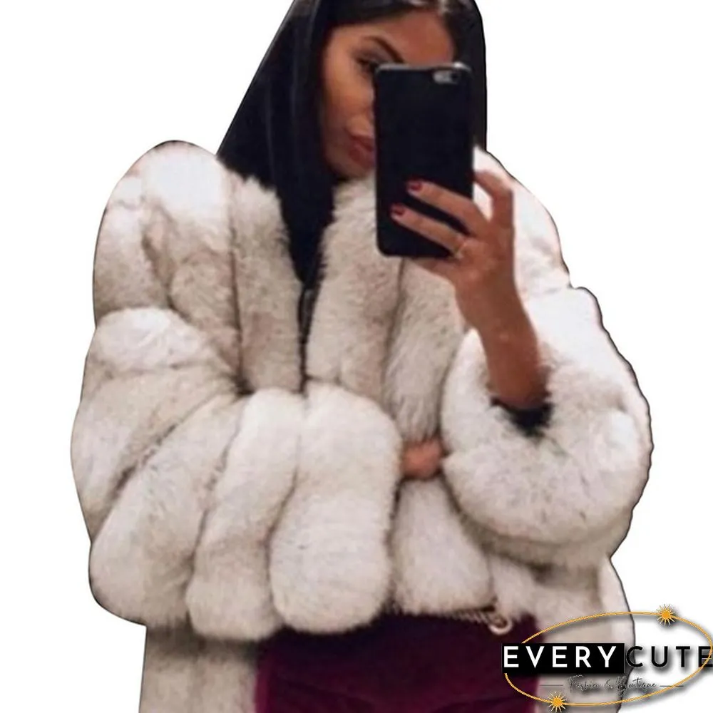 Womens Fall Winter Luxury Faux Fur Coat Elegant Furry Thick Warm Jacket Party Cardigan