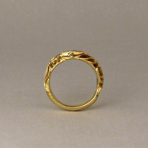 Peacock Feather Blue Diamond Gold Ring