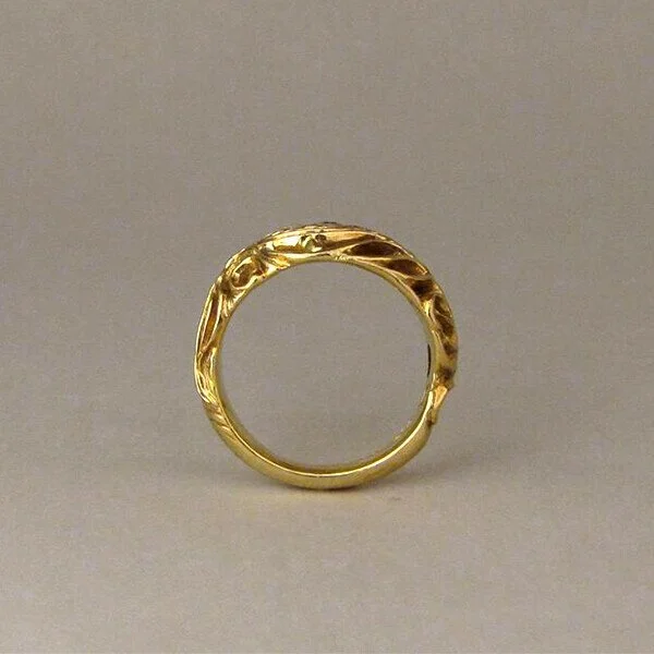 Peacock Feather Blue Diamond Gold Ring