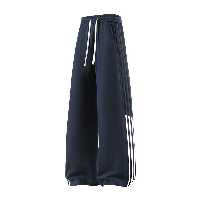 American Color-blocked Woven Wide-leg Casual Sweatpants