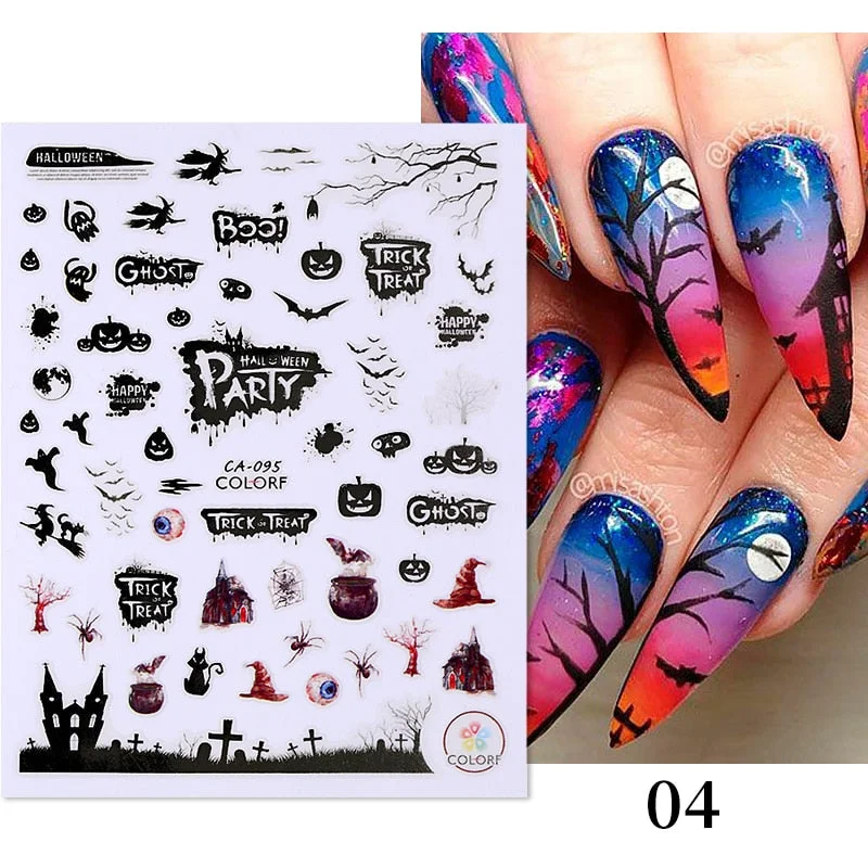 3D Christmas Nail Art Decoration Stickers Halloween Pumpkin Skull Geometry Snowflake Winter Design Slider Nail Foils Manicures-Nail Inspo