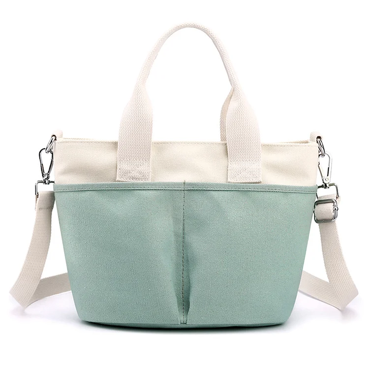 Canvas Commute Bag Contrast Color Crossbody Handbag Multi Pocket for Travel Work