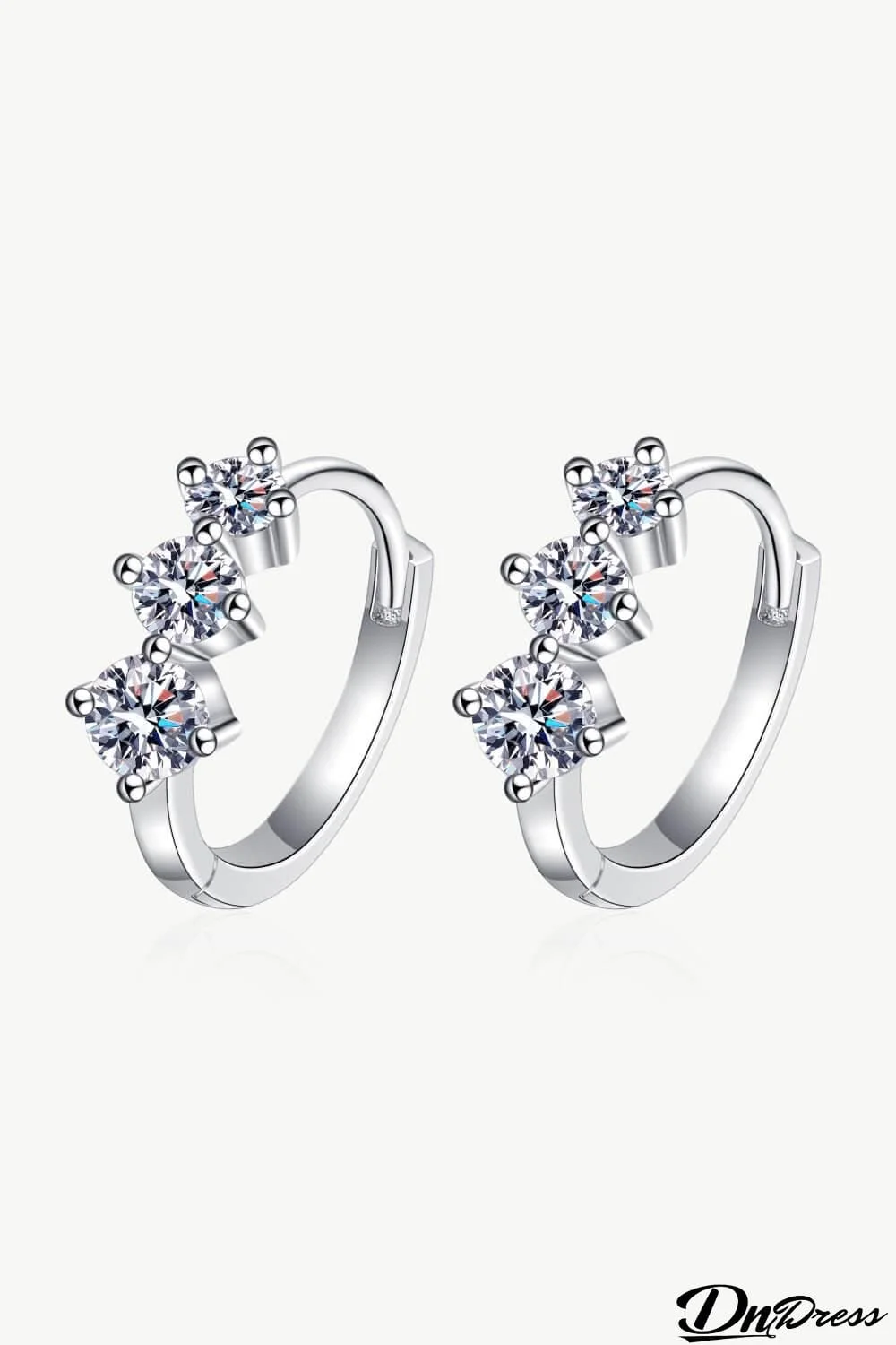 Sterling Silver Moissanite Huggie Earrings