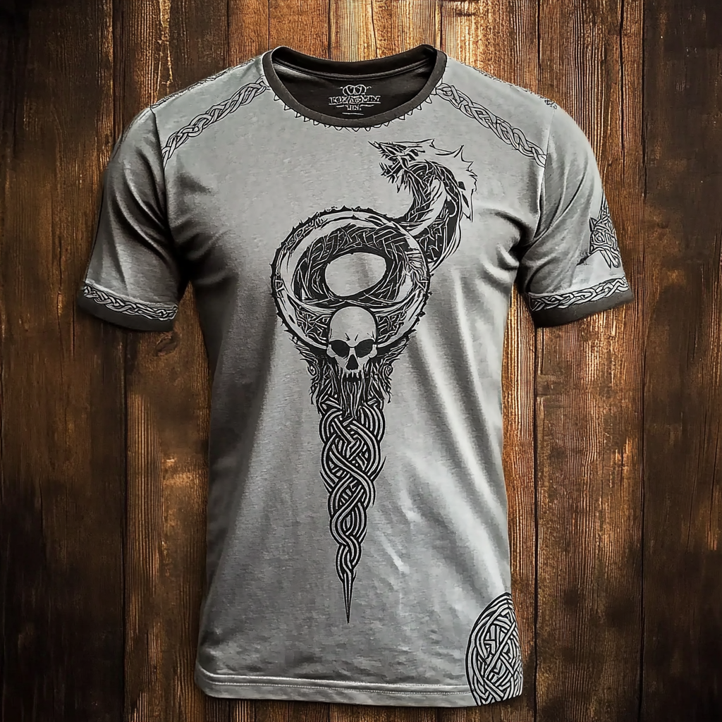 Men's Viking Celtic Midgardsormr Knot Vintage Print T-shirt / Rvogue / Rvogue