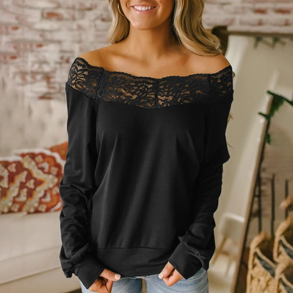 Fashion Off Shoulder Lace Blouse 2020 Casual Spring Winter Ladies Sexy Tunic Tops Female Women Long Sleeve Shirt Blusas Pullover