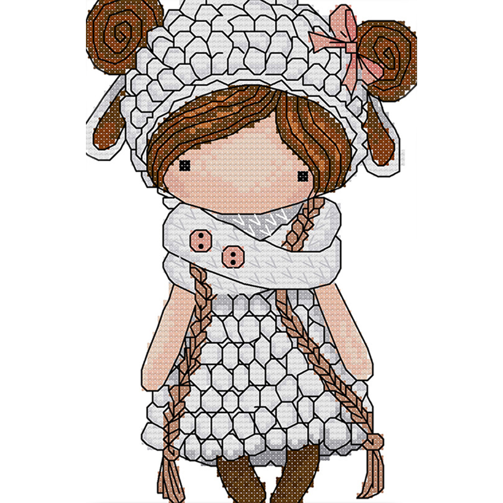 

Lamb Doll - 14CT Stamped Cross Stitch - 17*22CM, 501 Original