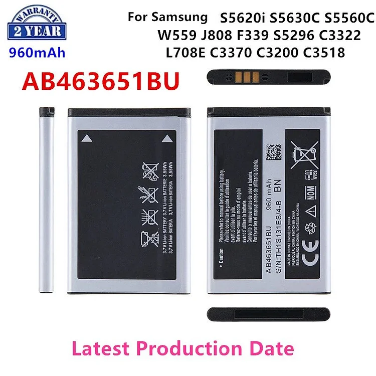Brand New AB463651BU Battery For Samsung S5620i S5630C S5560C W559 J808 F339 S5296 C3322 L708E C3370 C3200 C3518 Batteries
