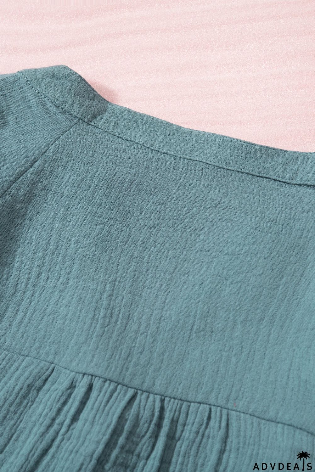 Casual Balloon Sleeve Crinkled Top