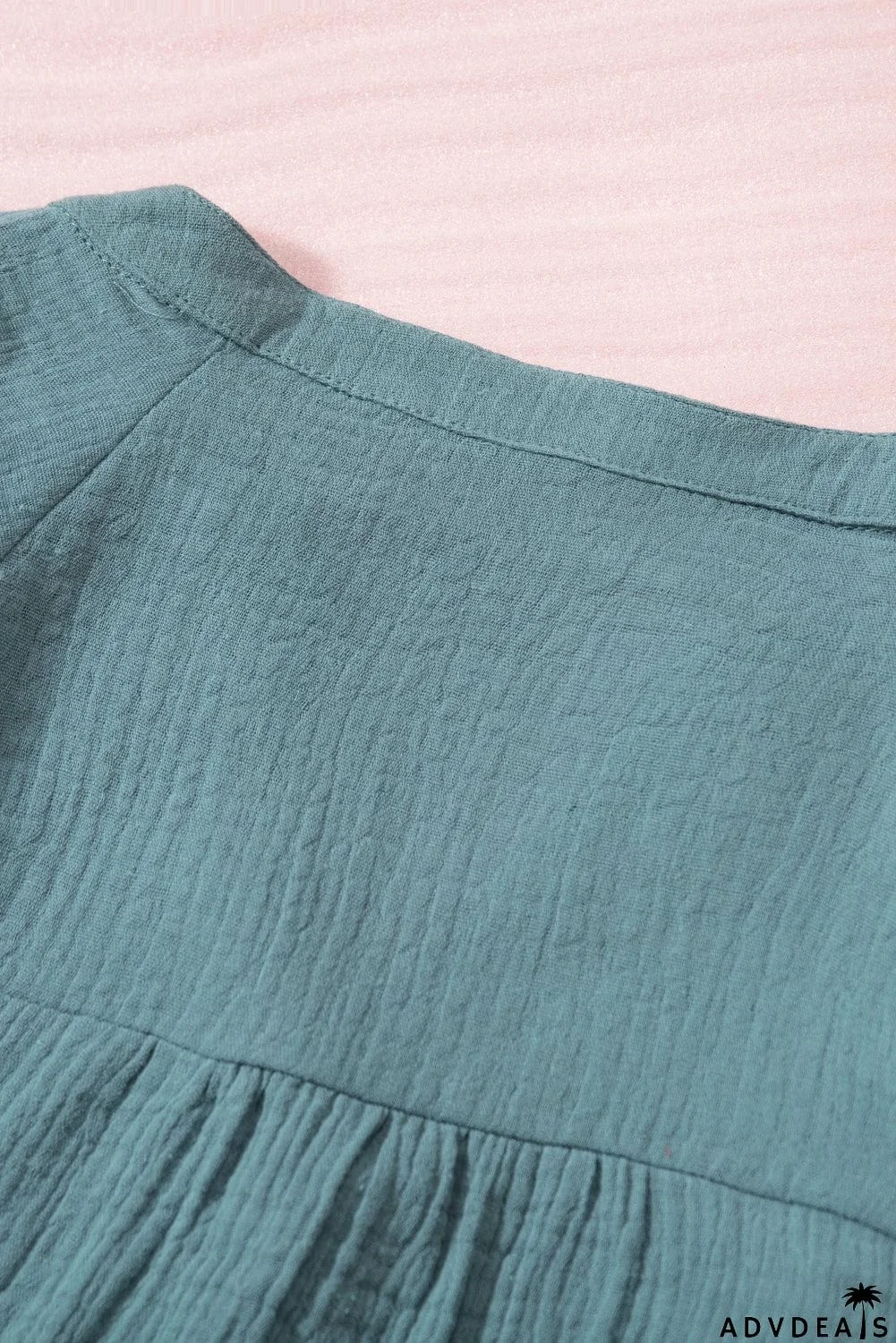 Casual Balloon Sleeve Crinkled Top