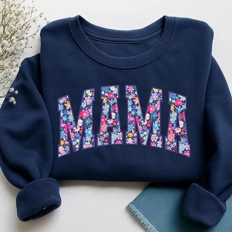 Mama Floral Sweatshirt for Women, Colorful Flower Mom Shirt, Trendy Wildflower Mama Design, Cute Family Gift for Mom