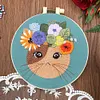 Cat Flower-DIY Embroidery Kit with Pattern Cotton Threads Needles Hoop 30*30cm/11.81*11.81in tapestrymarket