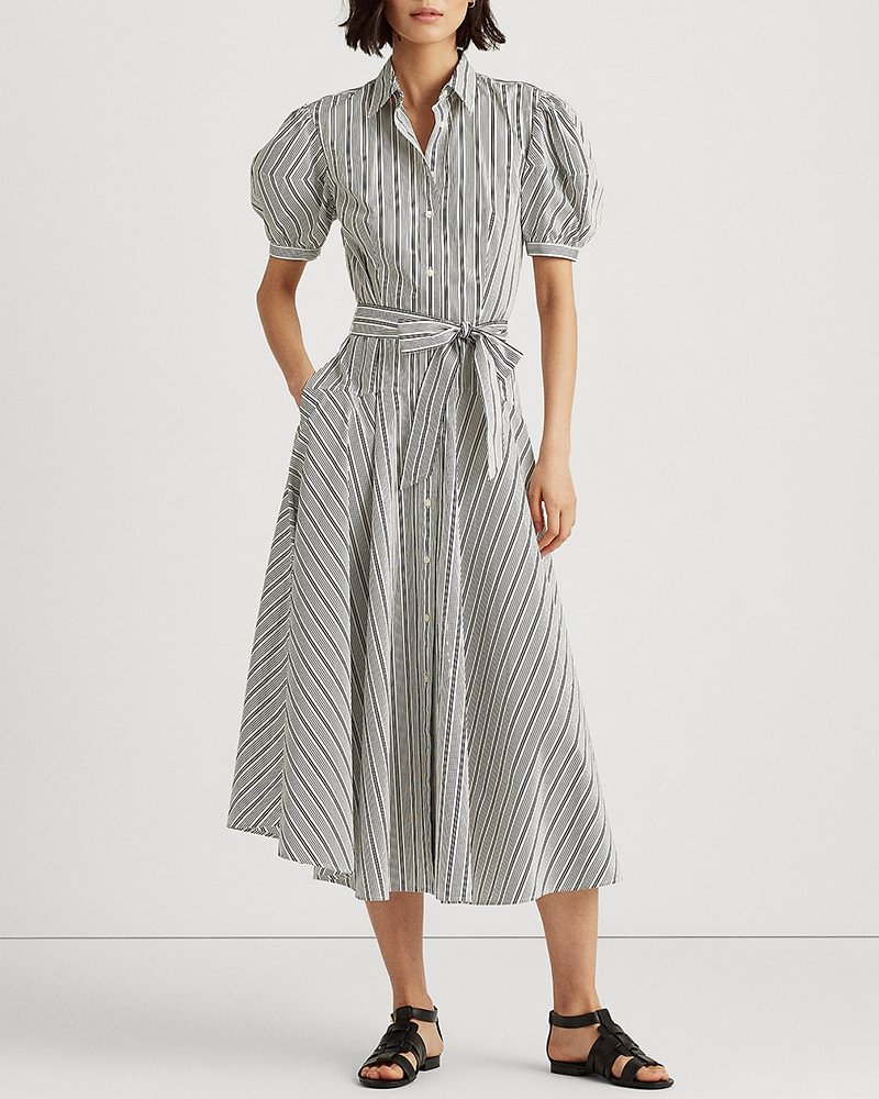 striped cotton broadcloth shirtdress