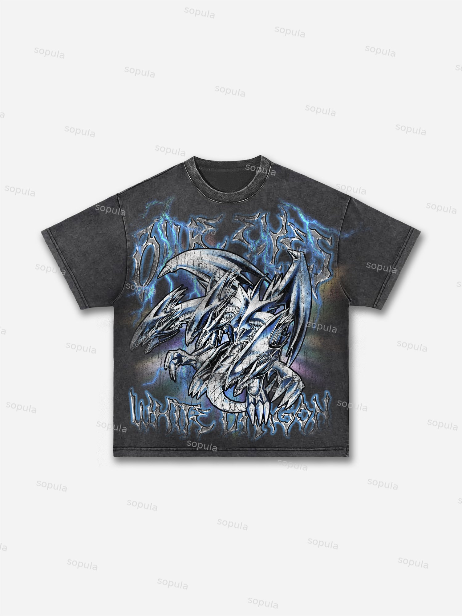 Vintage Anime Dragon Graphic Acid Wash T-shirt
