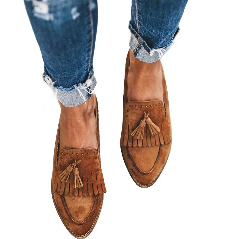 Women Flats 2020 Retro Tassel Spring Shoes Women Casual Solid Summer Ballet Slip on Flats Loafers Shoes Woman Shoes Women Flats