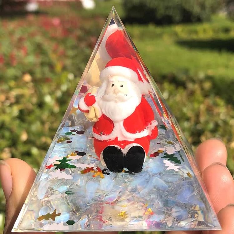 Christmas Santa With Moonstone Orgone Pyramid