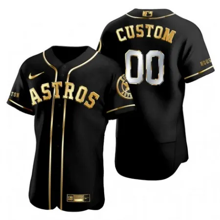 Men's Houston Astros Customized Black Golden Edition Stitched MLB Jersey