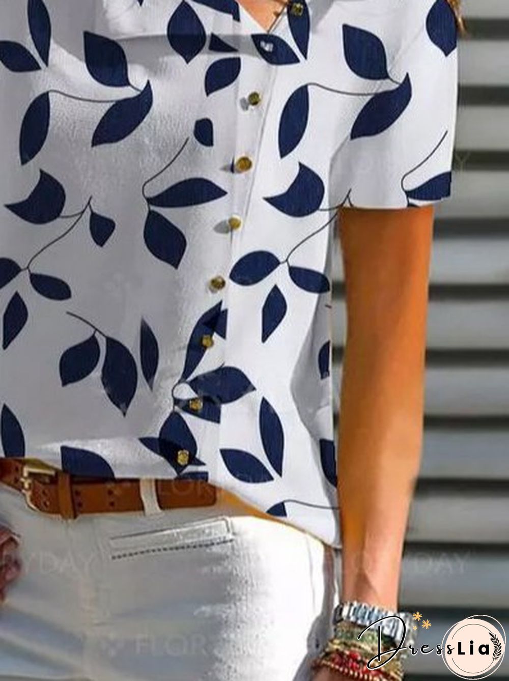 Holiday Leaves Asymmetrical Short Sleeve Tops