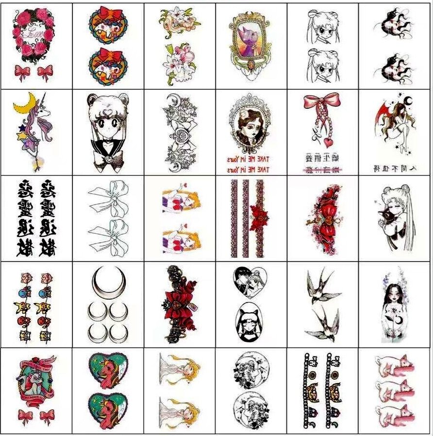 30PCS Colorful Beauty Fake Tattoo Stickers For Women Girls Arm Wirst Flash Decal Water Transfer Temporary Tattos Men lady Tatoos