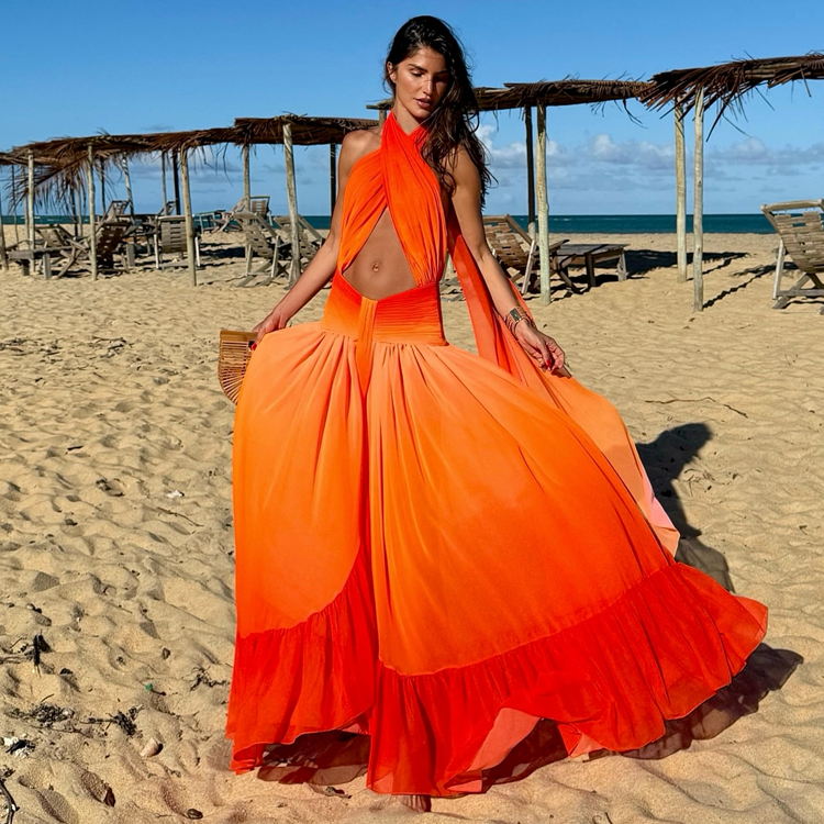 Ombre Print Cutout Dress 