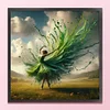 Green Dress Girl-11CT Stamped Cross Stitch 40*40cm