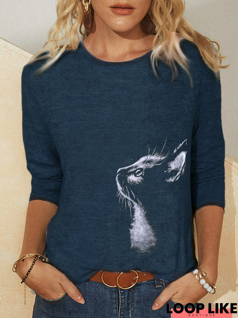 Crew Neck Long Sleeve Casual Top