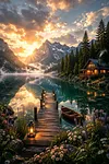 Luxury AB Velvet Diamond Painting Kit - Landscape