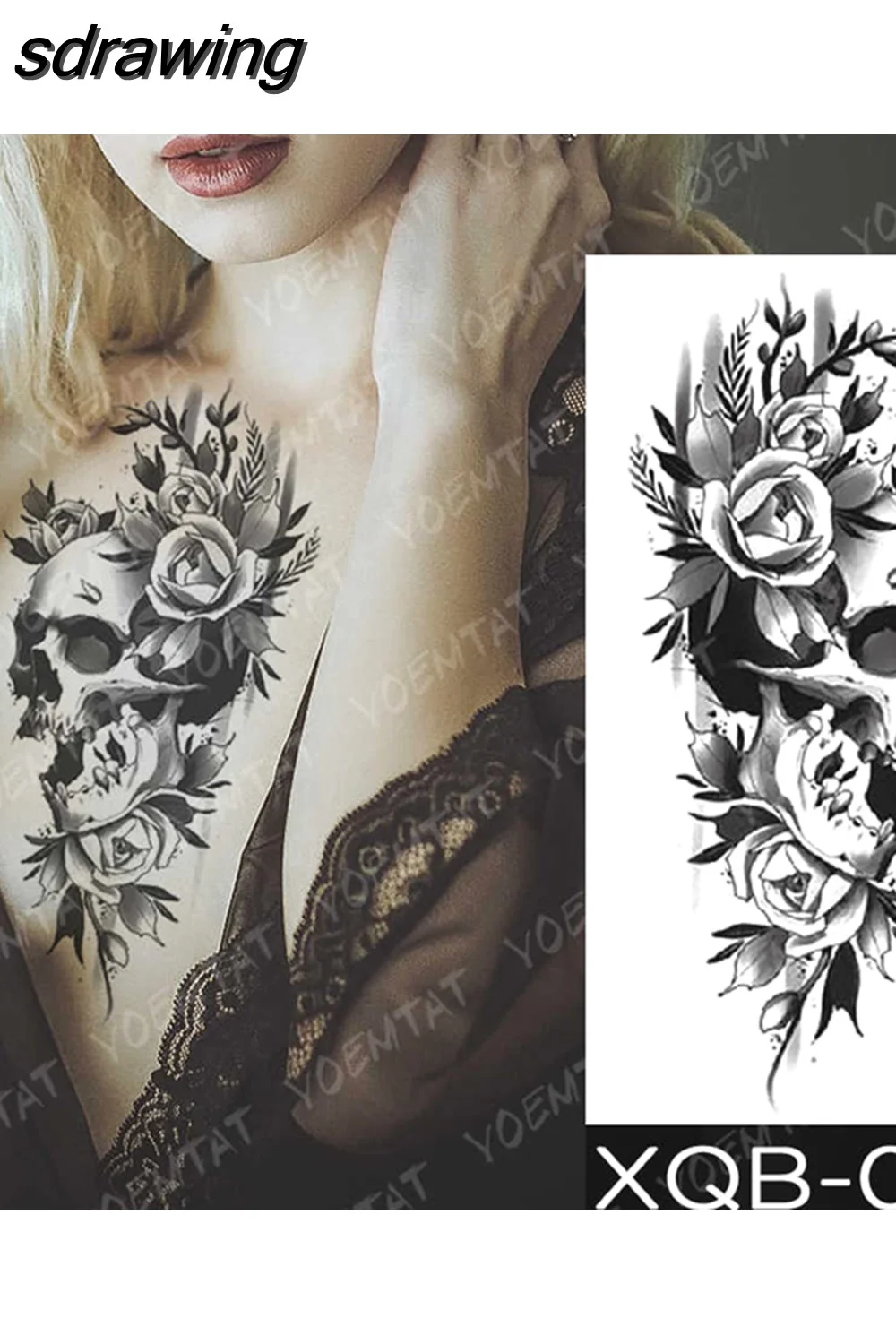 sdrawing Temporary Tattoo Sticker Geometric Tiger Wolf Death Flash Tattoos Leopard Totem Body Art Arm Fake Tatoo Women Men