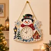 Acrylic Special Shape Xmas Snowman Diamond Pearl Painting Clock Handicraft Hanging Kit