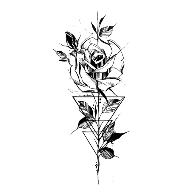 Black Rose Flower Waterproof Temporary Tattoo Stickers Tatouage Fake Tatoo Sticker Body Art Flash Tattoo Henna Tatoo Men