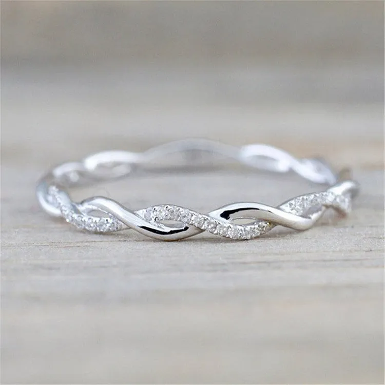 Minimalist Twist Diamond Band Couples Ring