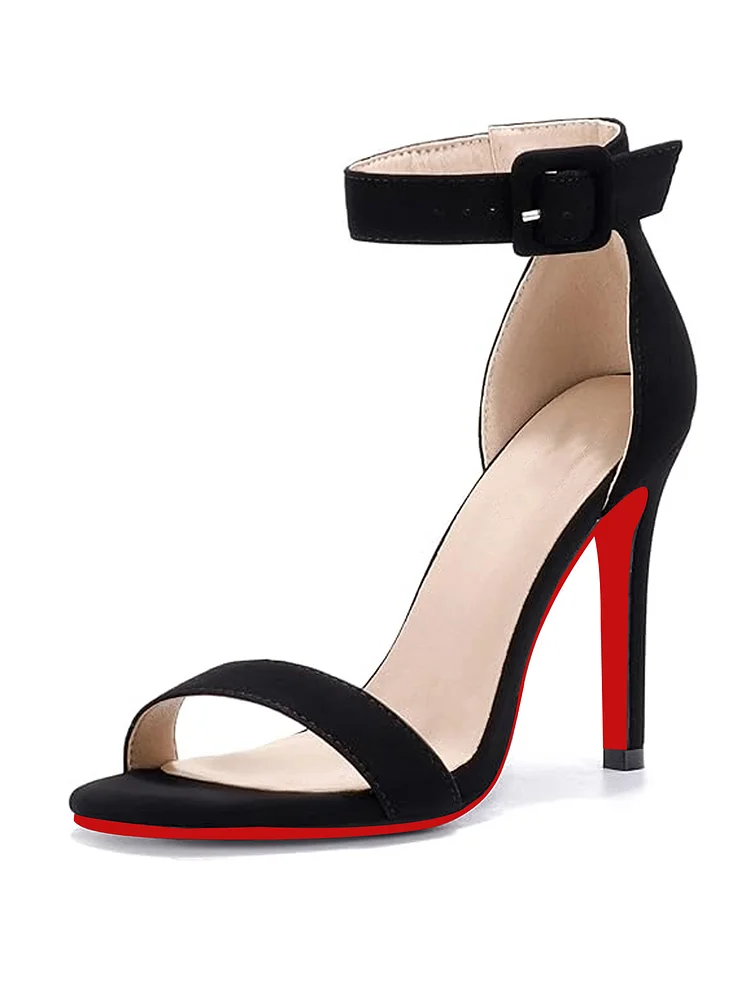100mm Women's  High Heels Dressy Stiletto Heels Open Toe Heels Ankle Strap Heeled Sandals  Wedding Party Red Bottom Pumps