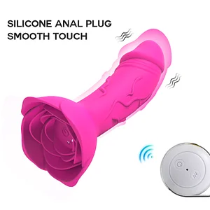 Wireless Remote-Controlled Vibrating Rose-Shaped Anal Plug for Couple Adult Toys Enhanced Sensation