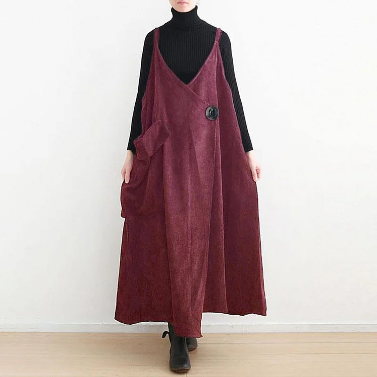 Cute Plus Size Casual Corduroy Dress